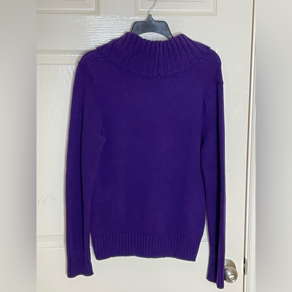 LRL Ralph Lauren Cotton Sweater Purple Pullover Bone Button Green Label Large - Picture 6 of 11